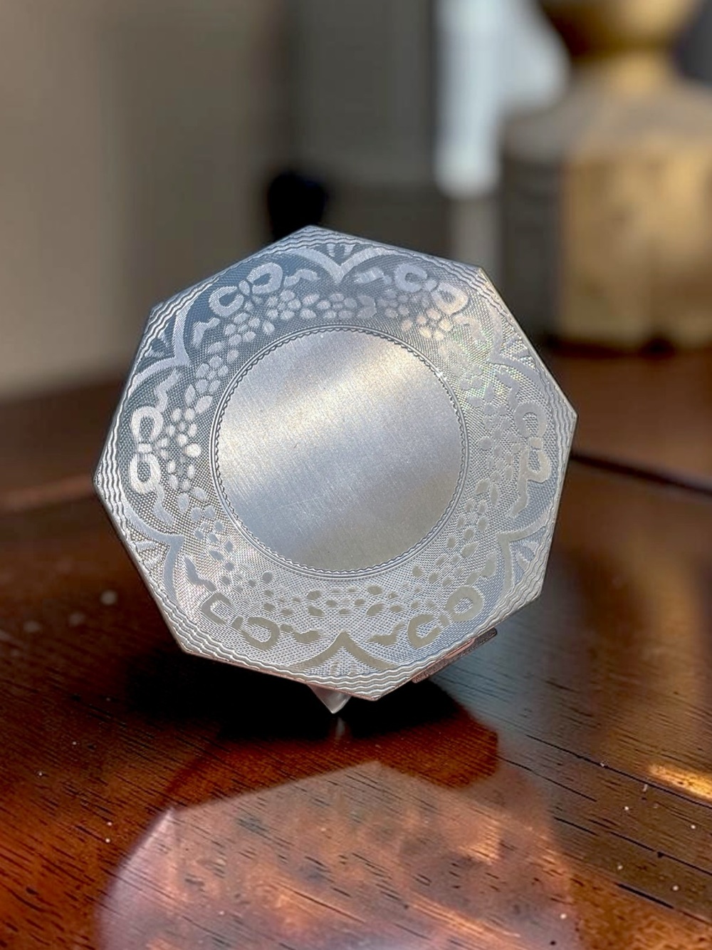 πΊVintage 1920βs Sterling Art Deco Compact-With Original Box